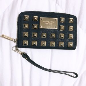 Michael Kors Navy & Gold Studded Wristlet